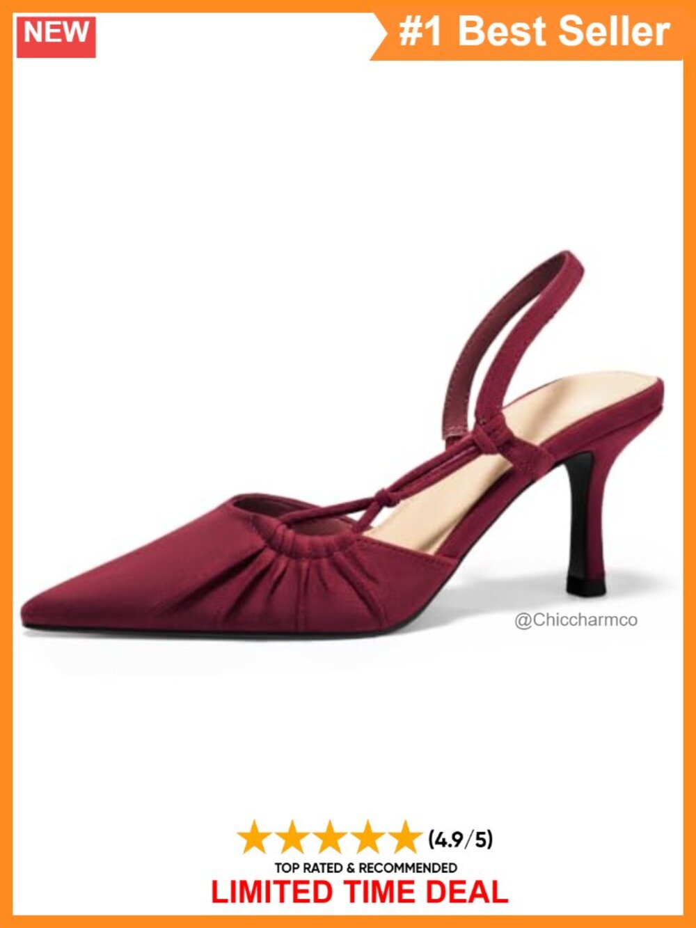 Slingback Kitten Heels Closed Pointed Toe Pumps Faux Suede Dress Shoes